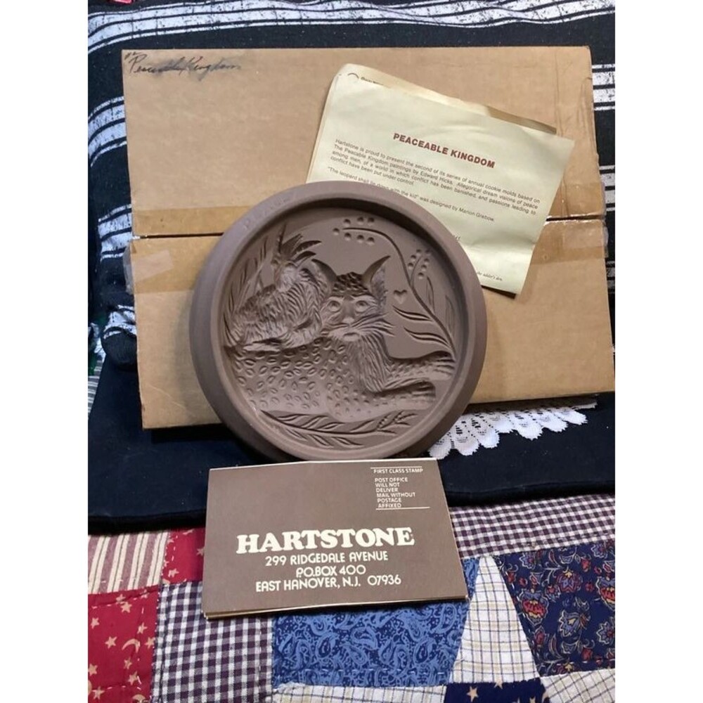 Hartstone USA Shortbread Cookie Mold Peaceable Kingdom Wild Cat 1982-83